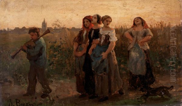 Turning Back from the Fields (study) - view 1