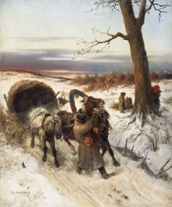 Winter Landscape with a Horsedrawn Sleigh by Nikolai Sverchkov