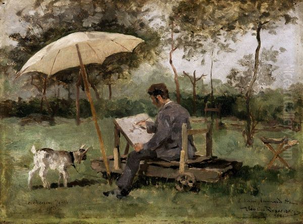 Armand Heins Painting Outdoors - view 1