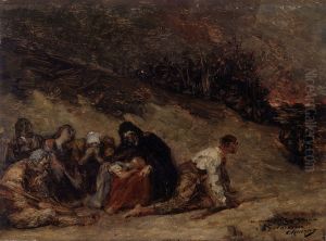 Episode from the Peasants' Revolt. The Fire of Turnhout (1798-1799) by Constantin Meunier