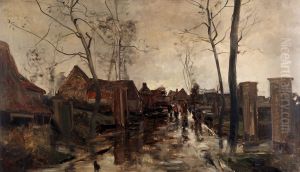 Village Street in the Rain Village Street in the Rain