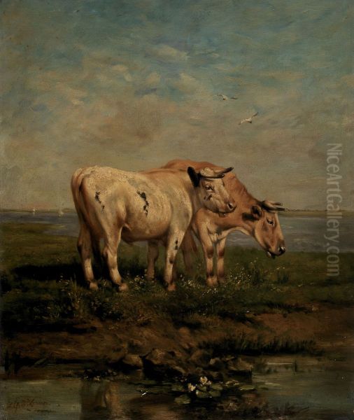 Cattle by a Brook - view 1