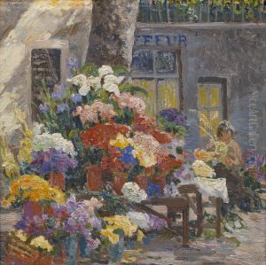 Bloemenmarkt in Menton (Cote d'Azur) by Anna de Weert