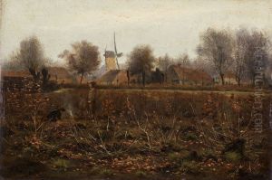 Windmill in Valenciennes by Henri Harpignies