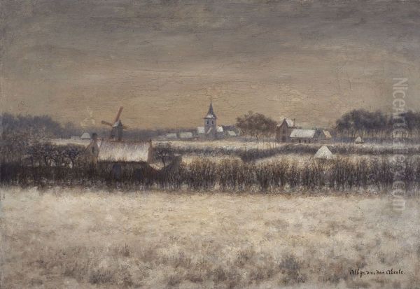 Snow-covered Sint-Martens-Latem - view 1