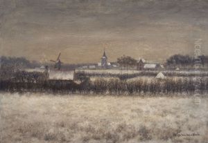 Snow-covered Sint-Martens-Latem by Albijn Van Den Abeele