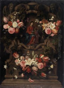 Floral Wreath with the Immaculate Conception of the Virgin Mary by Daniel Seghers