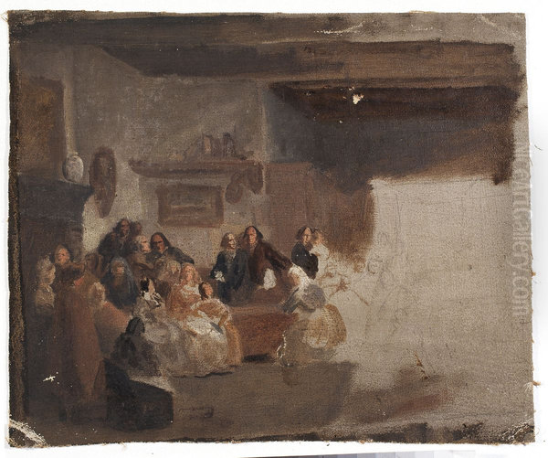 Figures Gathered in an Interior (study) - view 1