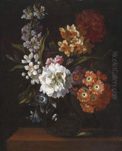 A Pair Of Floral Still Lifes With Cherryblossom