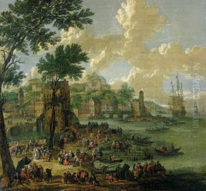 Hafenszene Mit Booten Und Reicher Staffage by Pieter Casteels