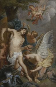 Saint Sebastian Comforted by Angels after his Torture by Pieter Thijs