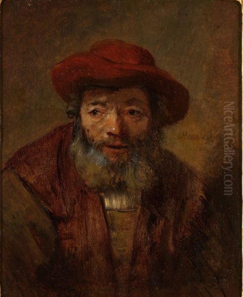 Portrait of an Old Man with a Beard and Red Hat - view 1