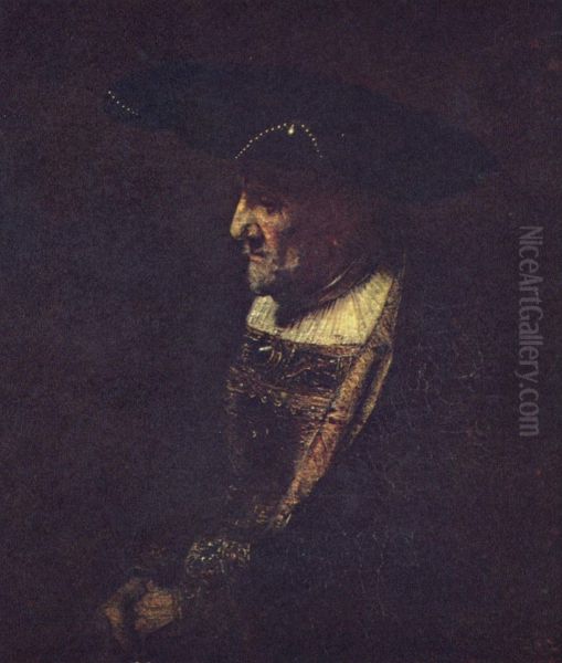 Portret mezczyzny w kapeluszu z perlami. - view 1