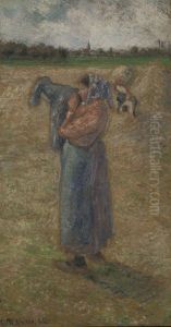 Peasant Woman in a Fiels by Camille Pissarro