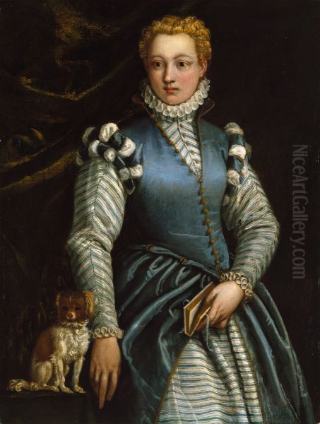 Retrato de una mujer con un perro - view 1