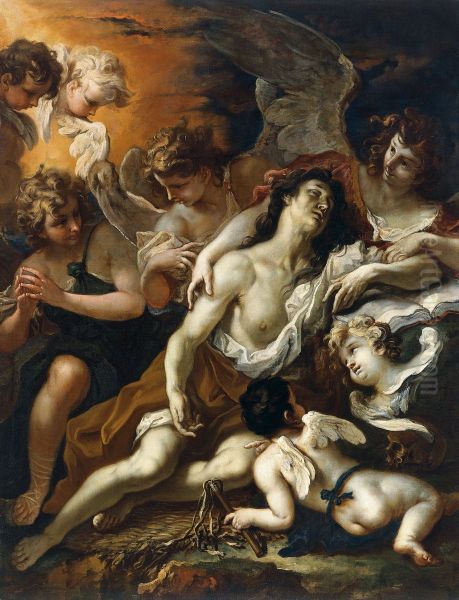 Mary Magdalen comforted by Angels - view 1