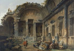 Interior of the Temple of Diana at Nimes by Hubert Robert
