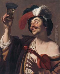 Le Joyeux Violoniste au verre de vin