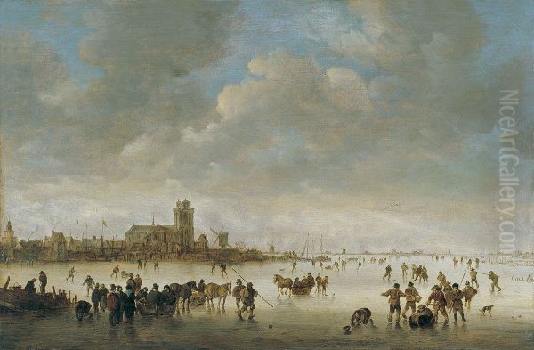 Winter Landscape with Figures on the Ice - view 1