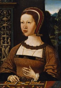 Portret van een vrouw (koningin Isabella van Denemarken?) by Jacob Cornelisz Van Oostsanen