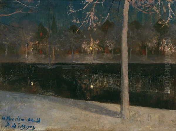 Paisaje nocturno nevado. Haarlem - view 1