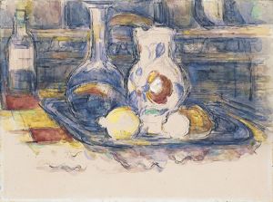 Bouteille, carafe, cruche et citrons