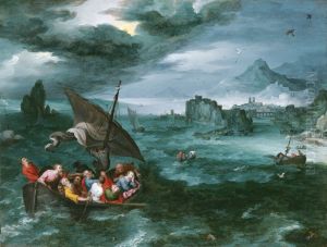 Christus en de apostelen op het meer van Galilea by Jan Brughel