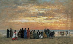Figuras en la playa de TrouvilleEnglish:Figures on the Beach in Trouville by Eugene Louis Boudin