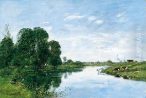 The River Touques at Saint-Arnoult by Eugene Louis Boudin