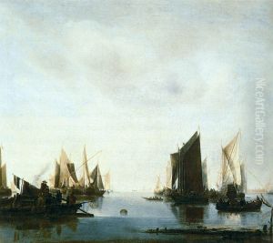 Seascape with Sailing Boats by Jan Van De Cappelle