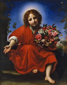 The Infant Christ with a  Floral Wreath