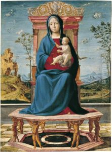 The Virgin and Child enthroned by Lorenzo Costa