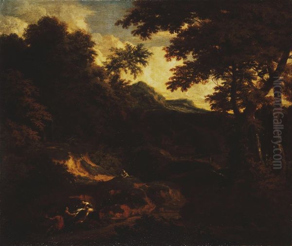 Forest Landscape with Figures by the Road - view 1