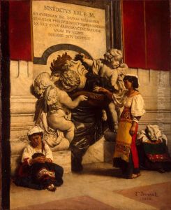 Holy Water Font by St Peter's Basilica in Rome by Leon Bonnat