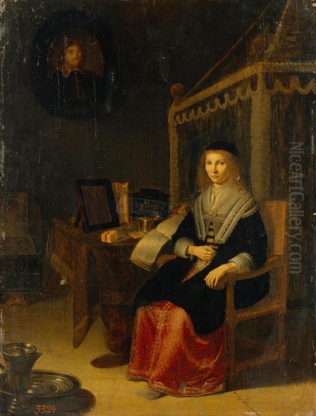 Portrait of a Lady at the Table with Music - view 1