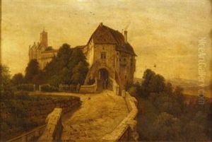 Figures On A Bridge by Johann Anton Castell