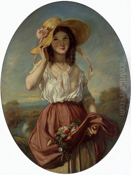 Girl with flowers - view 1