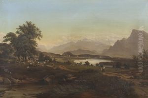 Romantische Landschaft Vor Gebirge by Johann Anton Castell