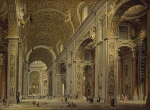 Interior of St Peter's in Rome by Giovanni Paolo Panini