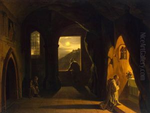 Monks in a Cave by Francois Marius Granet