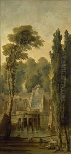 Landscape with a Terrace and Cascade by Hubert Robert