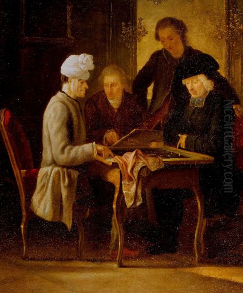 Voltaire jouant aux echecs avec le pere Adam. 1770-1775. - view 1