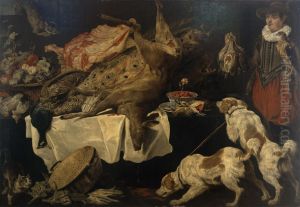 Hunter and Dogs by a Table with Dead Game and Fruit Hunter and Dogs by a Table with Dead Game and Fruit