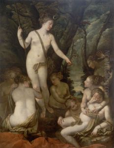 Jupiter in the guise of Diana with the nymph Callisto by Pietro Liberi