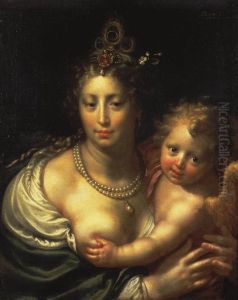 Venus   and  Cupid by Paulus Moreelse