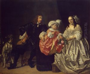 Family Portrait (Pieter Lucaszn van de Venne with Anna de Carpentier and Child) by Bartholomeus Van Der Helst