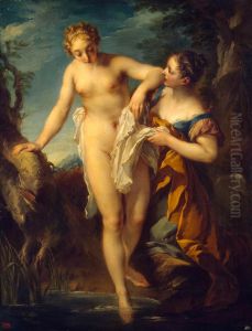 Woman Bathing by Francois Lemoyne