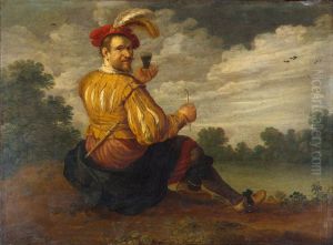 Self-Portrait in a Landscape by Joost Cornelisz Droochsloot