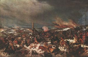 Crossing the Berezina River on 17 November 1812 by Peter von Hess
