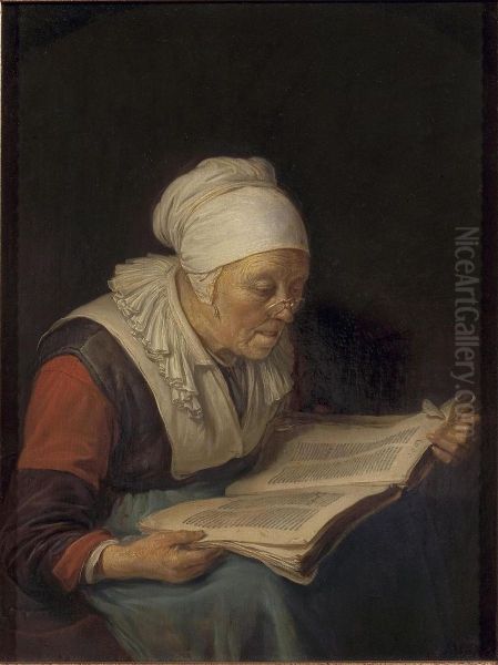 Old Woman Reading a Book - view 1